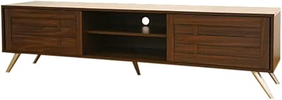 Table tv moderne multifonctionnelle en bois karnak avec étagères de rangement et tiroirs