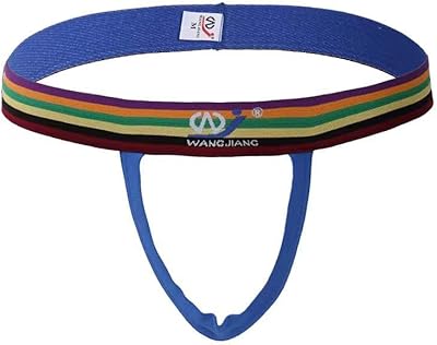 Sous-vêtements pour hommes bleu jock évider design sexy g-string mâle éthyle orthèse respirant