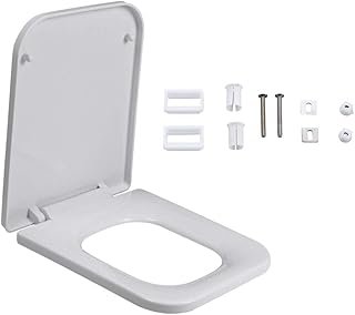 Abattant de toilette carré de luxe avec couvercle, blanc, fermeture en douceur, dégagement
