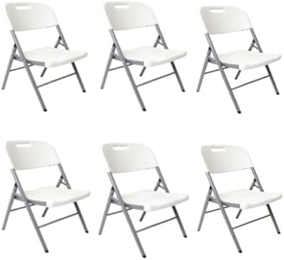 Chaise pliante marcolo x6, siège et dossier moulés robustes empilables, intérieur et extérieur