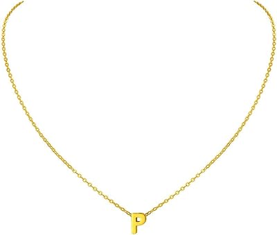 Petit collier initial en acier inoxydable plaqué or 18 carats, pendentif avec petite