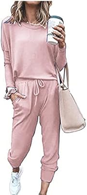 Ensemble pyjama deux pièces décontracté pour femme avec manches longues et pantalon à