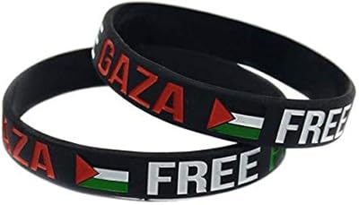 Bracelet en silicone, bracelet décoré du symbole «palestine libre» (couleur : noir)