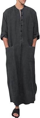 Abaya islamique à manches longues, coupe droite dans la poche, col rond, et arabie saoudite (couleur : gris, taille : s). Gagnez du temps et de l'argent avec Diaytar