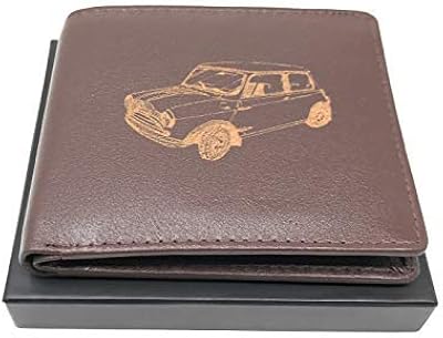 Portefeuille de luxe pour homme en cuir marron gravé avec mini