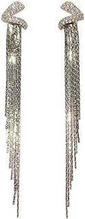 Boucles d'oreilles pendantes longues et élégantes pour femmes avec pampilles en cristal