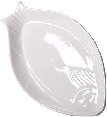 Assiette à poisson en céramique blanche : assiette de service en forme