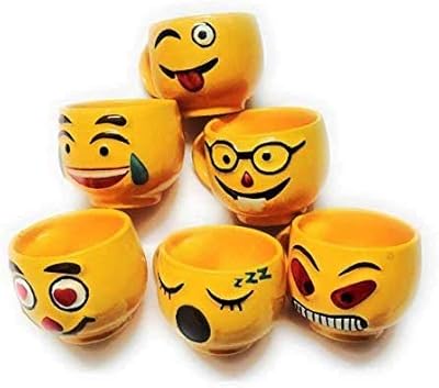Tasse à thé café multicolore jaune emoji rajasthan smiley ensemble de 6