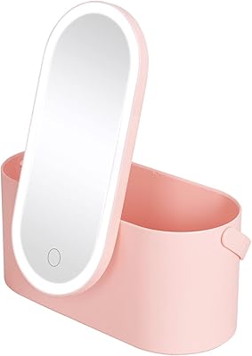 Trousse de maquillage avec miroir et lumière led, boîte à cosmétiques portable polyvalente
