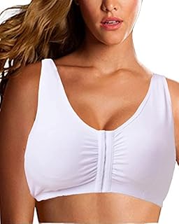 Soutien-gorge de sport post-chirurgical à fermeture frontale pour femme (l), blanc, l