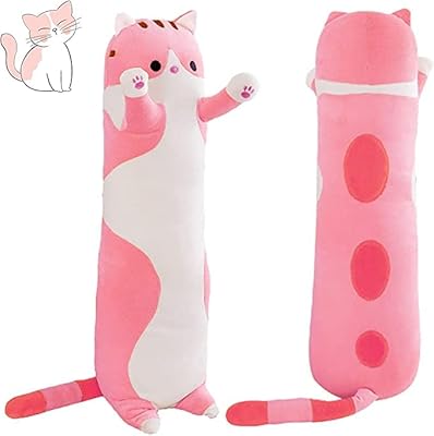 Oreiller en peluche de chat en peluche douce et longue pour dormir, oreiller