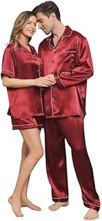 Ensemble pyjama assorti en satin de soie pour homme avec manches longues courtes