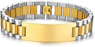 Bracelet en acier inoxydable titane bicolore pour hommes ac&l - or et argent