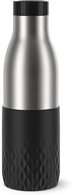 Bouteille tefal blooddrop 0,5 l, récipient noir, thermique, acier inoxydable, silicone étanche, durable