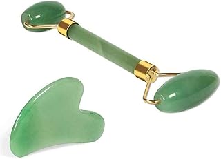 Ensemble de 2 masseurs faciaux anti-âge comprenant un rouleau de massage en jade