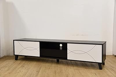 Table tv moderne multifonctionnelle en bois karnak avec étagères de rangement et tiroirs