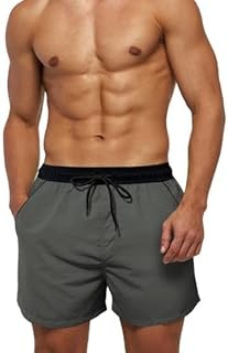 Short de bain de couleur unie à séchage rapide pour hommes avec poches