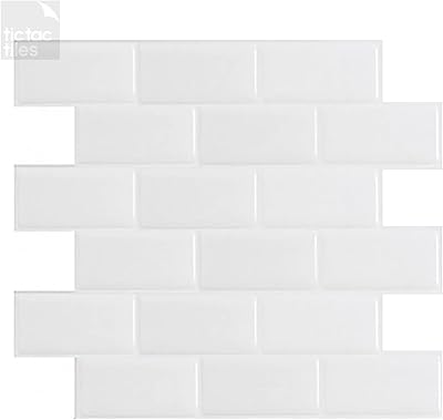 Autocollant mural 3d autocollant amovible tic tac tiles white subway 12" x 12"