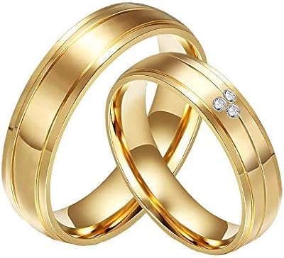 Bague de mariage carter ball en acier inoxydable plaqué or 18 carats