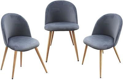 Ensemble de chaises de salle à manger en velours gris de salon 3