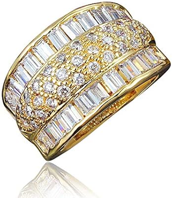 Bague de déclaration plaquée or, bijoux pour femmes, couleur or jaune, taille 7