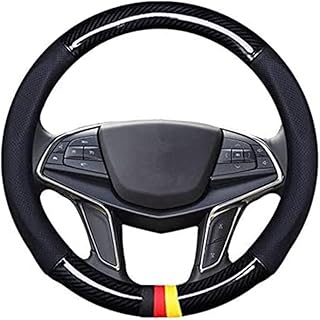 Couvre-volant de voiture en cuir et fibre de carbone universel 38 cm