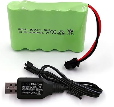Batterie gecoty® nimh 6 v batterie aa rc rechargeable 2400 mah avec prise