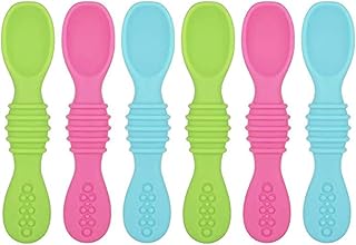 Paquet de 6 cuillères éclaircissantes en silicone pour bébé, cuillère d'alimentation pour bébé