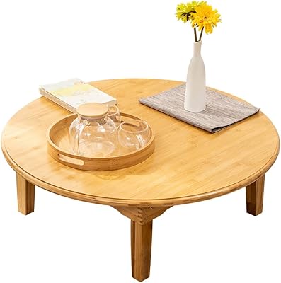 Petite table basse pliante, table de sol pour salon, table basse ronde japonaise