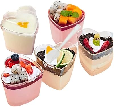Ensemble de tasses à dessert avec 25 cuillères gobelets apéritif en plastique