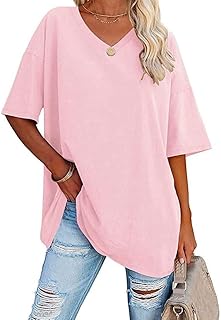 T-shirt d'été décontracté à col en v pour femmes, demi-manches, manches courtes, t-shirt