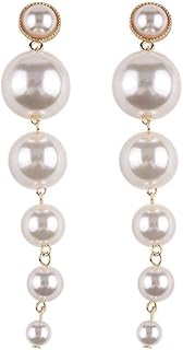 Boucles d'oreilles pendantes longues et élégantes en plaqué or pour femme, blanc 9900er