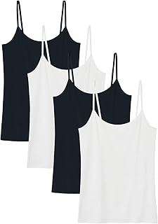 Lot de 4 maillots de corps à bretelles fines réglables pour femmes