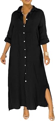 Robes t-shirts longues pour femmes robe boyfriend ample boutonnée à