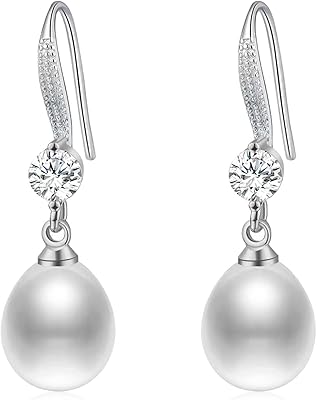 Boucles d'oreilles pendantes en argent sterling 925 hypoallergéniques avec perles d'eau