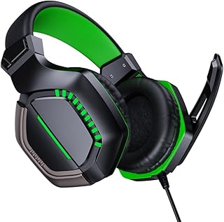 Casque de jeu filaire joyroom jr-hg1 avec microphone noir et vert
