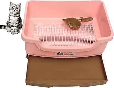 Grand bac à litière fermé pour chats et chatons, avec plateau amovible, poignée