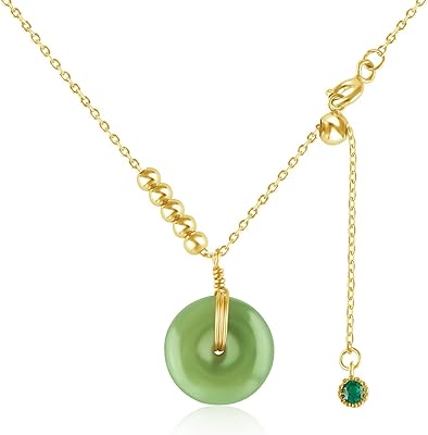Collier de jade naturel benelet pour femme, plaqué or 14 carats, collier