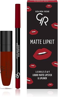 Ensemble de rouge à lèvres mat golden rose, rouge écarlate