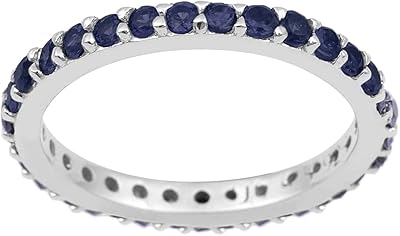 Bague de mariage en argent sterling 925 massif empilable avec pierres précieuses rondes