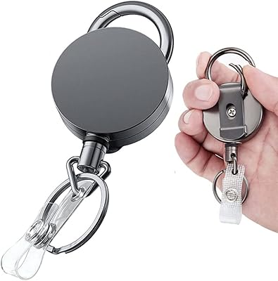 Porte-badge rétractable robuste, porte-badge avec clip de ceinture et porte-clés pour carte