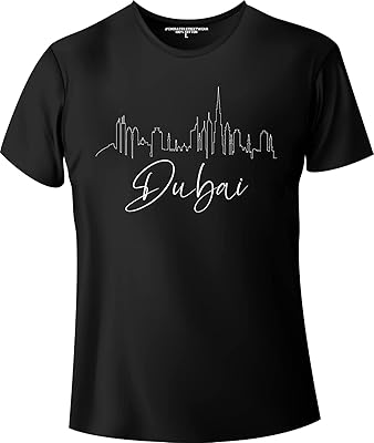 T-shirt dubai skyline pour hommes et femmes en coton noir d-137
