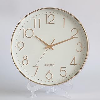 Horloge murale à quartz ronde silencieuse de 10", horloge murale de style simple