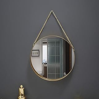 Miroir mural rond avec cadre en fer forgé, pour salle de bain, entrée
