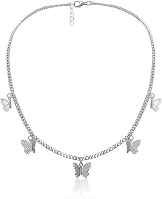 Kexercisbeauty collier papillon couleur or argent pour femmes filles cadeau pour elle bijoux
