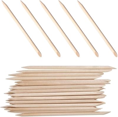 100 pièces de bâtons à ongles en bois orange, bâtonnets en bois