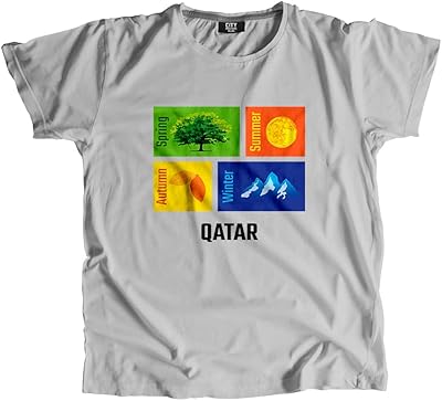 تي شيرت city posters plus qatar seasons للجنسين (رمادي فاتح)