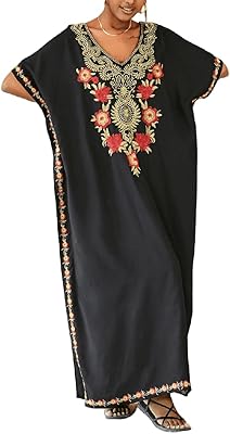 Robe caftan brodée turque pour femmes long vêtements de nuit maillots