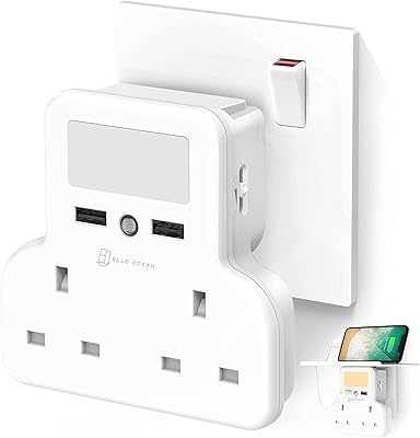 Prise d'extension blue ocean adaptateur double prise avec 2 ports de charge