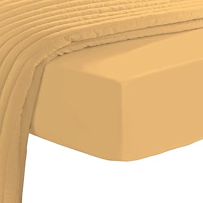 Drap de lit élastiqué en coton 200x200 cm (jaune doré) 1